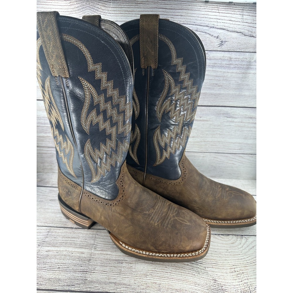 Ariat Men's Bar Top Brown Tycoon Broad Square Toe Western Boots Size 10 EE $250